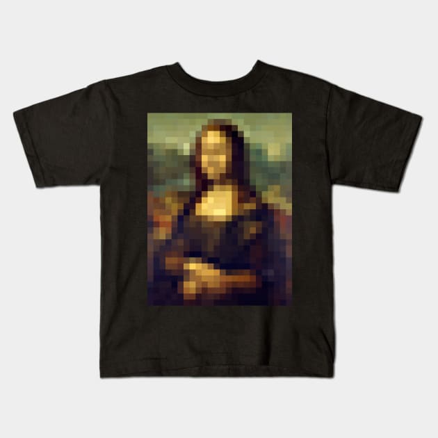 Mona Lisa Pixels Kids T-Shirt by Eg0